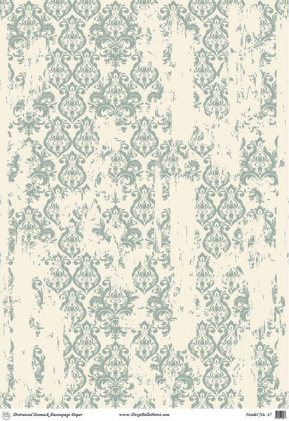 Distressed Damask - A1 Rice Decoupage Paper