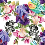 Colorful Floral with Black and White - Rice Decoupage Paper